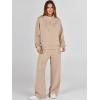 imageANRABESS Womens 2 Piece Outfits Sweatsuit Set 2024 Fall Drawstring Sweatshirt Wide Leg Sweatpant Lounge Set TracksuitKhaki