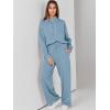 imageANRABESS Womens 2 Piece Outfits Sweatsuit Set 2024 Fall Drawstring Sweatshirt Wide Leg Sweatpant Lounge Set TracksuitLight Blue