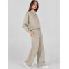 imageANRABESS Womens 2 Piece Outfits Sweatsuit Set 2024 Fall Drawstring Sweatshirt Wide Leg Sweatpant Lounge Set TracksuitLight Khaki