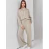imageANRABESS Womens 2 Piece Outfits Sweatsuit Set 2024 Fall Drawstring Sweatshirt Wide Leg Sweatpant Lounge Set TracksuitLight Khaki