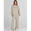 imageANRABESS Womens 2 Piece Outfits Sweatsuit Set 2024 Fall Drawstring Sweatshirt Wide Leg Sweatpant Lounge Set TracksuitLight Khaki