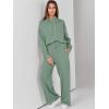 imageANRABESS Womens 2 Piece Outfits Sweatsuit Set 2024 Fall Drawstring Sweatshirt Wide Leg Sweatpant Lounge Set TracksuitPea Green