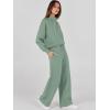 imageANRABESS Womens 2 Piece Outfits Sweatsuit Set 2024 Fall Drawstring Sweatshirt Wide Leg Sweatpant Lounge Set TracksuitPea Green