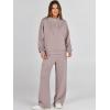 imageANRABESS Womens 2 Piece Outfits Sweatsuit Set 2024 Fall Drawstring Sweatshirt Wide Leg Sweatpant Lounge Set TracksuitRed Apricot
