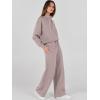 imageANRABESS Womens 2 Piece Outfits Sweatsuit Set 2024 Fall Drawstring Sweatshirt Wide Leg Sweatpant Lounge Set TracksuitRed Apricot