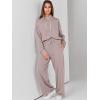 imageANRABESS Womens 2 Piece Outfits Sweatsuit Set 2024 Fall Drawstring Sweatshirt Wide Leg Sweatpant Lounge Set TracksuitRed Apricot