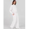imageANRABESS Womens 2 Piece Outfits Sweatsuit Set 2024 Fall Drawstring Sweatshirt Wide Leg Sweatpant Lounge Set TracksuitWhite