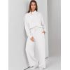 imageANRABESS Womens 2 Piece Outfits Sweatsuit Set 2024 Fall Drawstring Sweatshirt Wide Leg Sweatpant Lounge Set TracksuitWhite