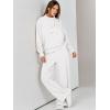 imageANRABESS Womens 2 Piece Outfits Sweatsuit Set 2024 Fall Drawstring Sweatshirt Wide Leg Sweatpant Lounge Set TracksuitWhite