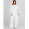 imageANRABESS Womens 2 Piece Outfits Sweatsuit Set 2024 Fall Drawstring Sweatshirt Wide Leg Sweatpant Lounge Set TracksuitWhite