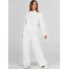 imageANRABESS Womens 2 Piece Outfits Sweatsuit Set 2024 Fall Drawstring Sweatshirt Wide Leg Sweatpant Lounge Set TracksuitWhite