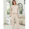 imageANRABESS Womens Two Piece Outfits Lounge Sweater Sets Casual Pullover Knit Tops Wide Leg Pants 2024 Fall ClothesBeige