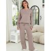 imageANRABESS Womens Two Piece Outfits Lounge Sweater Sets Casual Pullover Knit Tops Wide Leg Pants 2024 Fall ClothesCoffee Gray