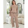 imageANRABESS Womens Two Piece Outfits Lounge Sweater Sets Casual Pullover Knit Tops Wide Leg Pants 2024 Fall ClothesKhaki