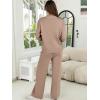 imageANRABESS Womens Two Piece Outfits Lounge Sweater Sets Casual Pullover Knit Tops Wide Leg Pants 2024 Fall ClothesKhaki