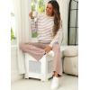 imageANRABESS Womens Two Piece Outfits Lounge Sweater Sets Casual Pullover Knit Tops Wide Leg Pants 2024 Fall ClothesKhaki White Striped