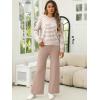imageANRABESS Womens Two Piece Outfits Lounge Sweater Sets Casual Pullover Knit Tops Wide Leg Pants 2024 Fall ClothesKhaki White Striped