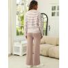 imageANRABESS Womens Two Piece Outfits Lounge Sweater Sets Casual Pullover Knit Tops Wide Leg Pants 2024 Fall ClothesKhaki White Striped