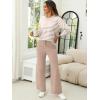 imageANRABESS Womens Two Piece Outfits Lounge Sweater Sets Casual Pullover Knit Tops Wide Leg Pants 2024 Fall ClothesKhaki White Striped