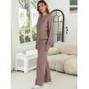 imageANRABESS Womens Two Piece Outfits Lounge Sweater Sets Casual Pullover Knit Tops Wide Leg Pants 2024 Fall ClothesNutmeg