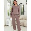 imageANRABESS Womens Two Piece Outfits Lounge Sweater Sets Casual Pullover Knit Tops Wide Leg Pants 2024 Fall ClothesNutmeg
