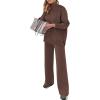 imageANRABESS Womens 2 Piece Outfits Sweater Sets Loose Turtlenck Knit Pullover Top Wide Leg Pants 2024 Fall Lounge SweatsuitsCoffee