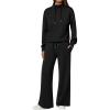 imageANRABESS Womens 2 Piece Outfits Sweatsuit Set 2024 Fall Drawstring Sweatshirt Wide Leg Sweatpant Lounge Set TracksuitBlack