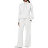 imageANRABESS Womens 2 Piece Outfits Sweatsuit Set 2024 Fall Drawstring Sweatshirt Wide Leg Sweatpant Lounge Set TracksuitWhite