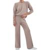 imageANRABESS Womens Two Piece Outfits Lounge Sweater Sets Casual Pullover Knit Tops Wide Leg Pants 2024 Fall ClothesCoffee Gray