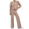 imageANRABESS Womens Two Piece Outfits Lounge Sweater Sets Casual Pullover Knit Tops Wide Leg Pants 2024 Fall ClothesKhaki