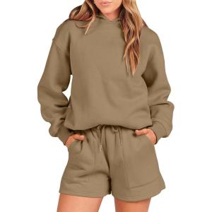 imageANRABESS Women 2 Piece Outfit Oversized Hoodie Sweatshirt Shorts Lounge Sweat Set Sweatsuit Tracksuit 2025 Trendy Y2K ClothesCoffee