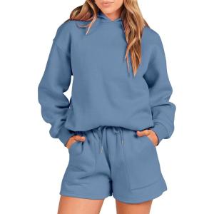 imageANRABESS Women 2 Piece Outfit Oversized Hoodie Sweatshirt Shorts Lounge Sweat Set Sweatsuit Tracksuit 2025 Trendy Y2K ClothesDeep Blue