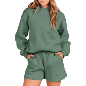 imageANRABESS Women 2 Piece Outfit Oversized Hoodie Sweatshirt Shorts Lounge Sweat Set Sweatsuit Tracksuit 2025 Trendy Y2K ClothesGreen