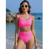 imageANRABESS Bathing Suit for Women Two Piece Bikini Sets High Waisted Tummy Control Modest Swimsuit 2025 Beach Swim WearHot Pink