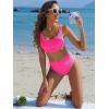 imageANRABESS Bathing Suit for Women Two Piece Bikini Sets High Waisted Tummy Control Modest Swimsuit 2025 Beach Swim WearHot Pink