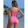 imageANRABESS Bathing Suit for Women Two Piece Bikini Sets High Waisted Tummy Control Modest Swimsuit 2025 Beach Swim WearHot Pink