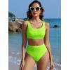 imageANRABESS Bathing Suit for Women Two Piece Bikini Sets High Waisted Tummy Control Modest Swimsuit 2025 Beach Swim WearNeon Green