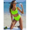 imageANRABESS Bathing Suit for Women Two Piece Bikini Sets High Waisted Tummy Control Modest Swimsuit 2025 Beach Swim WearNeon Green