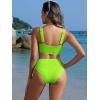 imageANRABESS Bathing Suit for Women Two Piece Bikini Sets High Waisted Tummy Control Modest Swimsuit 2025 Beach Swim WearNeon Green