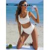 imageANRABESS Bathing Suit for Women Two Piece Bikini Sets High Waisted Tummy Control Modest Swimsuit 2025 Beach Swim WearWhite