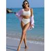 imageANRABESS Bathing Suit for Women Two Piece Bikini Sets High Waisted Tummy Control Modest Swimsuit 2025 Beach Swim WearWhite