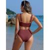 imageANRABESS Bathing Suit for Women Two Piece Bikini Sets High Waisted Tummy Control Modest Swimsuit 2025 Beach Swim WearWine Red
