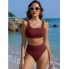 imageANRABESS Bathing Suit for Women Two Piece Bikini Sets High Waisted Tummy Control Modest Swimsuit 2025 Beach Swim WearWine Red