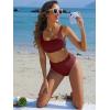 imageANRABESS Bathing Suit for Women Two Piece Bikini Sets High Waisted Tummy Control Modest Swimsuit 2025 Beach Swim WearWine Red