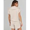 imageANRABESS Two Piece Sets for Women Summer Half Zip Short Set Sweatsuit 2 Piece Outfits Sweat Lounge Sets TracksuitApricot
