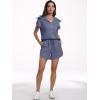 imageANRABESS Two Piece Sets for Women Summer Half Zip Short Set Sweatsuit 2 Piece Outfits Sweat Lounge Sets TracksuitBlue