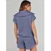 imageANRABESS Two Piece Sets for Women Summer Half Zip Short Set Sweatsuit 2 Piece Outfits Sweat Lounge Sets TracksuitBlue