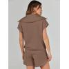 imageANRABESS Two Piece Sets for Women Summer Half Zip Short Set Sweatsuit 2 Piece Outfits Sweat Lounge Sets TracksuitBrown