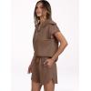 imageANRABESS Two Piece Sets for Women Summer Half Zip Short Set Sweatsuit 2 Piece Outfits Sweat Lounge Sets TracksuitBrown