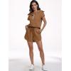 imageANRABESS Two Piece Sets for Women Summer Half Zip Short Set Sweatsuit 2 Piece Outfits Sweat Lounge Sets TracksuitDeep Camel